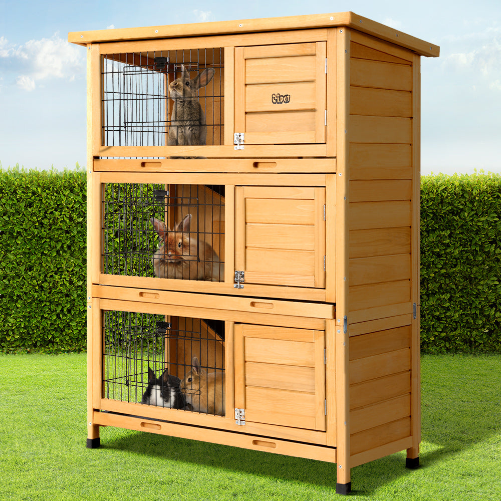 i.Pet Rabbit Hutch Chicken Coop 91.5cm x 46cm x 116.5cm Chicken Coop Large House Cage Run Wooden Out