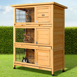 i.Pet Rabbit Hutch 91.5cm x 46cm x 116.5cm Chicken Coop Large House Cage Run Wooden Bunny Outdoor - Low Angle