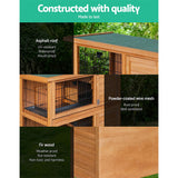 i.Pet Rabbit Hutch 91.5cm x 45cm x 82cm Chicken Coop Large Wooden House Run Cage Pet Bunny - 45-Degree Angle
