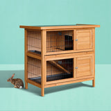 i.Pet Rabbit Hutch 91.5cm x 45cm x 82cm Chicken Coop Large Wooden House Run Cage Pet Bunny - Low Angle