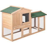 i.Pet Chicken Coop Rabbit Hutch 138cm x 44cm x 85cm Large House Run Cage Wooden Outdoor - Top-Down View