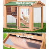 i.Pet Chicken Coop Rabbit Hutch 138cm x 44cm x 85cm Large House Run Cage Wooden Outdoor - 45-Degree Angle