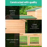 i.Pet Chicken Coop Rabbit Hutch 138cm x 44cm x 85cm Large Chicken Coop House Run Cage Wooden Outdoor