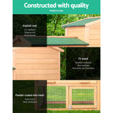 i.Pet Chicken Coop Rabbit Hutch 138cm x 44cm x 85cm Large House Run Cage Wooden Outdoor - Rear View