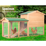 i.Pet Chicken Coop Rabbit Hutch 138cm x 44cm x 85cm Large House Run Cage Wooden Outdoor - Close-Up Angle