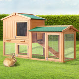 i.Pet Chicken Coop Rabbit Hutch 138cm x 44cm x 85cm Large House Run Cage Wooden Outdoor - Low Angle
