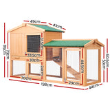 i.Pet Chicken Coop Rabbit Hutch 138cm x 44cm x 85cm Large Chicken Coop House Run Cage Wooden Outdoor - Front View