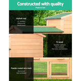 i.Pet Chicken Coop Rabbit Hutch 138cm x 44cm x 85cm Large Chicken Coop House Run Cage Wooden Outdoor