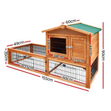 i.Pet Chicken Coop 155cm x 49cm x 90cm Rabbit Hutch Large Run Wooden Cage House Outdoor - Front View