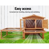 i.Pet Chicken Coop 155cm x 49cm x 90cm Rabbit Hutch Large Run Wooden Cage House Outdoor - 45-Degree Angle