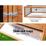 i.Pet Chicken Coop 155cm x 49cm x 90cm Rabbit Hutch Large Run Wooden Cage House Outdoor - Close-Up Angle