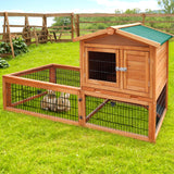 i.Pet Chicken Coop 155cm x 49cm x 90cm Rabbit Hutch Large Run Wooden Cage House Outdoor - Low Angle