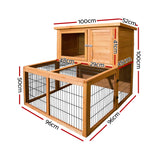 i.Pet Chicken Coop 96cm x 96cm x 100cm Rabbit Hutch Large Run Wooden Cage Outdoor House - Front View