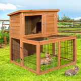 i.Pet Chicken Coop 96cm x 96cm x 100cm Rabbit Hutch Large Run Wooden Cage Outdoor House - Low Angle