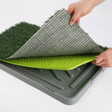 69cm x 43cm Pet Potty Tray With 1 Grass Mat - 45-Degree Angle