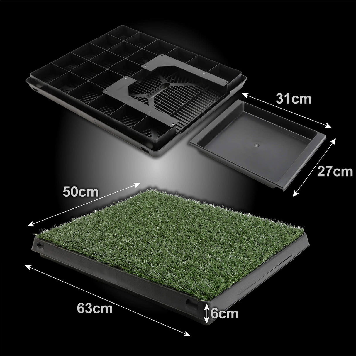 63cm x 50cm Pet Potty Tray With 1 Grass Mat