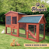 Alopet Rabbit Hutch 135 x 52 x 85cm - Side View
