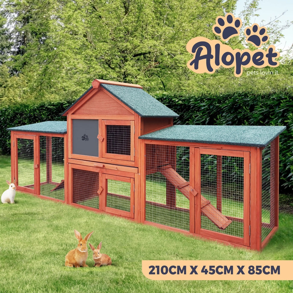 Alopet Rabbit Hutch Spacious Wooden Outdoor Pet Hutch