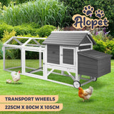 Alopet Pet Hutch wtih Wheels Wooden 225 x 80 x 105cm