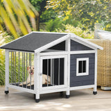 Alopet Wooden Pet Dog Kennel Awning Cabin