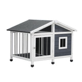 Alopet Wooden Pet Dog Kennel Awning Cabin