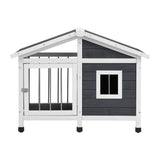 Alopet Wooden Pet Dog Kennel Awning Cabin - Close-Up Angle