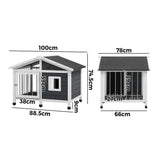 Alopet Wooden Pet Dog Kennel Awning Cabin - 45-Degree Angle