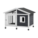 Alopet Wooden Pet Dog Kennel Awning Cabin - Side View