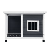 Alopet Dog Kennel House Wooden Grey and White