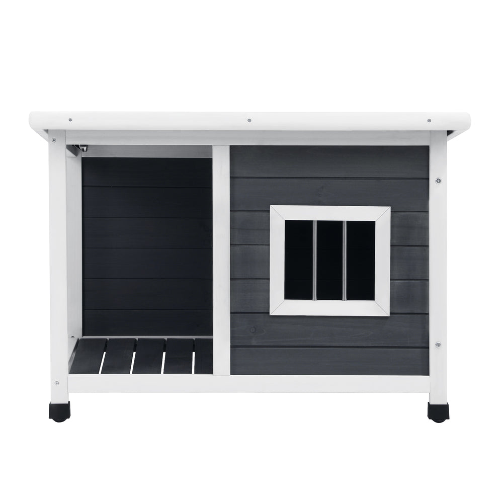 Alopet Dog Kennel House Wooden Grey and White