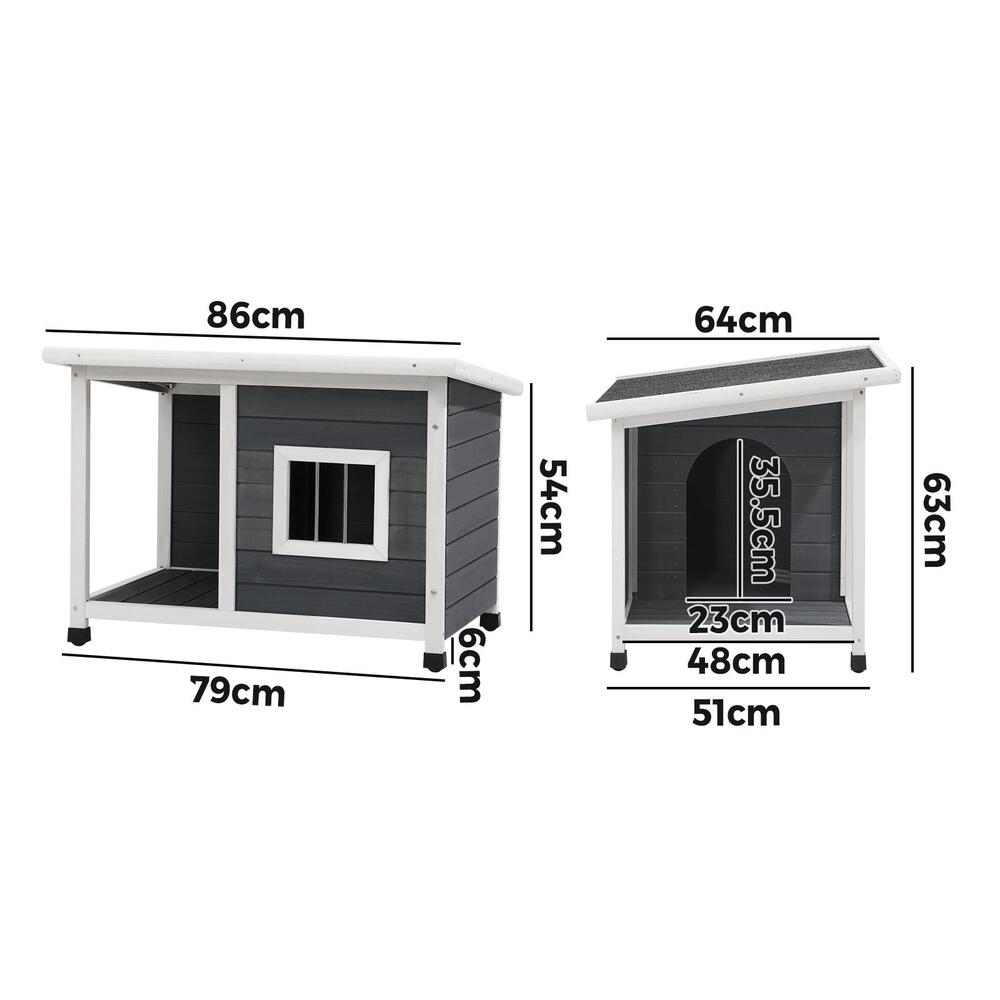 Alopet Dog Kennel House Wooden Grey and White