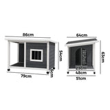 Alopet Dog Kennel House Wooden Grey and White - Close-Up Angle