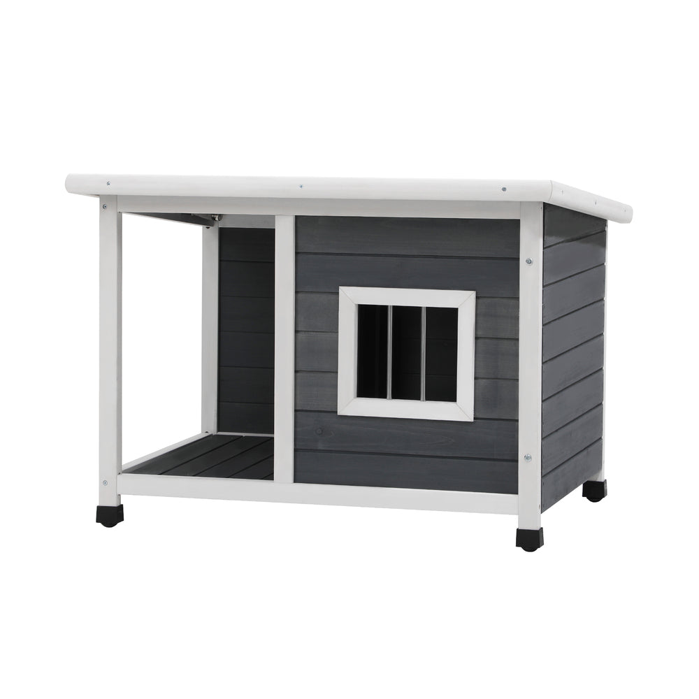 Alopet Dog Kennel House Wooden Grey and White