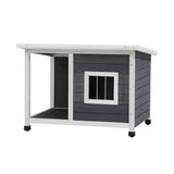 Alopet Dog Kennel House Wooden Grey and White - 45-Degree Angle