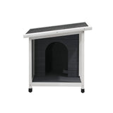 Alopet Dog Kennel House Wooden Grey and White