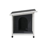 Alopet Dog Kennel House Wooden Grey and White - Front View