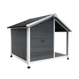 Alopet Dog Kennel House Wooden Awning Grey&White