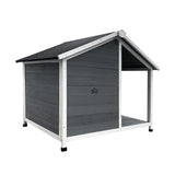 Alopet Dog Kennel House Wooden Awning Grey&White