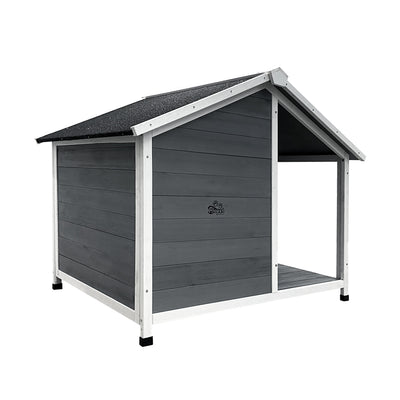 Alopet Dog Kennel House Wooden Awning Grey&White