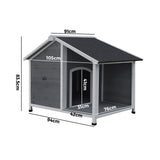 Alopet Dog Kennel House Wooden Awning Grey&White