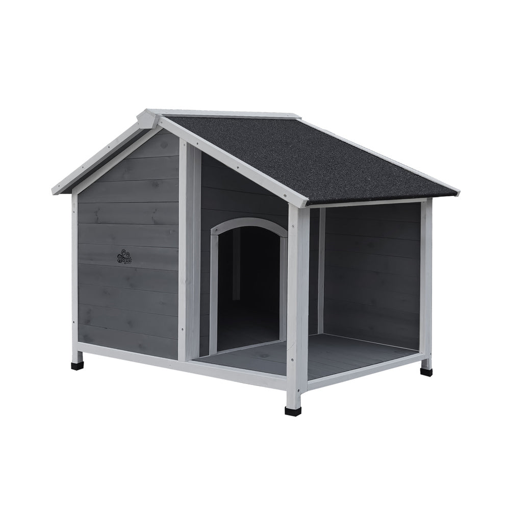Alopet Dog Kennel House Wooden Awning Grey&White