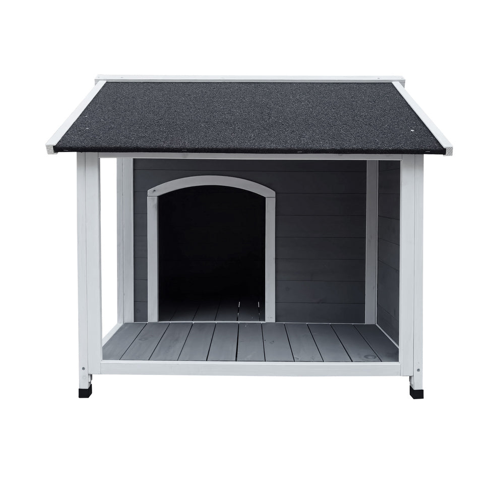 Alopet Dog Kennel House Wooden Awning Grey&White