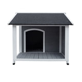 Alopet Dog Kennel House Wooden Awning Grey&White - Front View