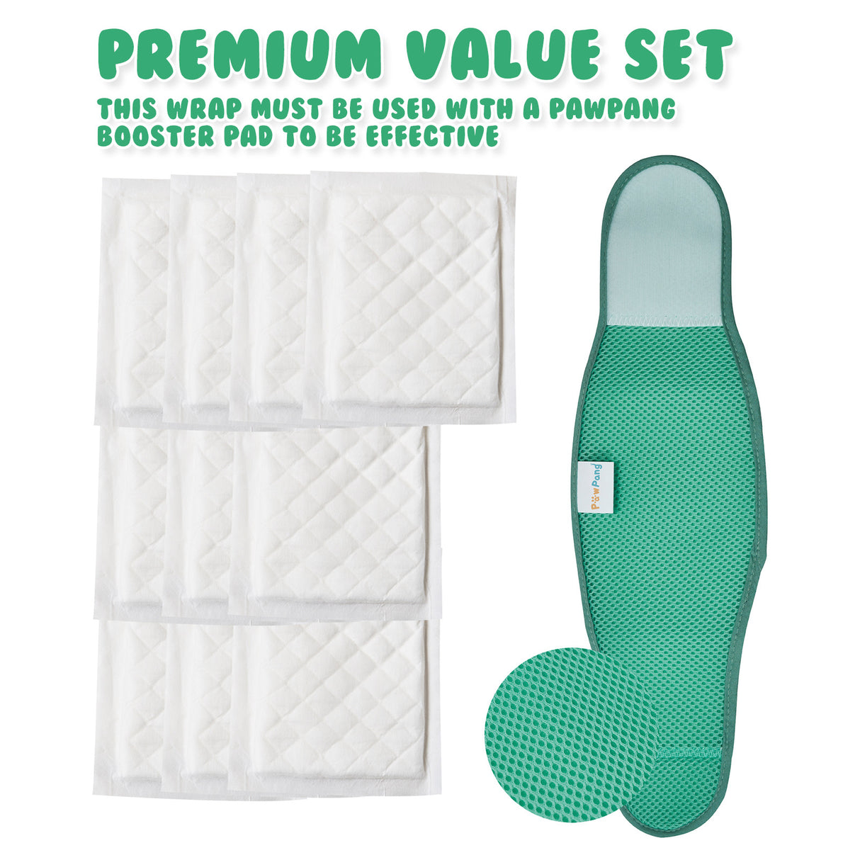 L Dog Male Wrap + 10X M Diaper Booster Pads