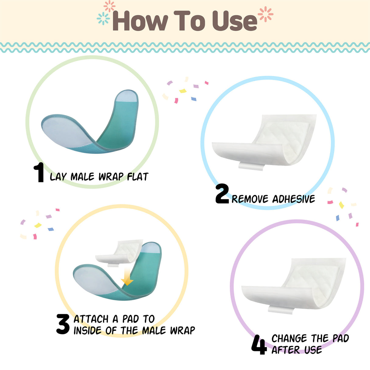 L Dog Male Wrap + 10X M Diaper Booster Pads