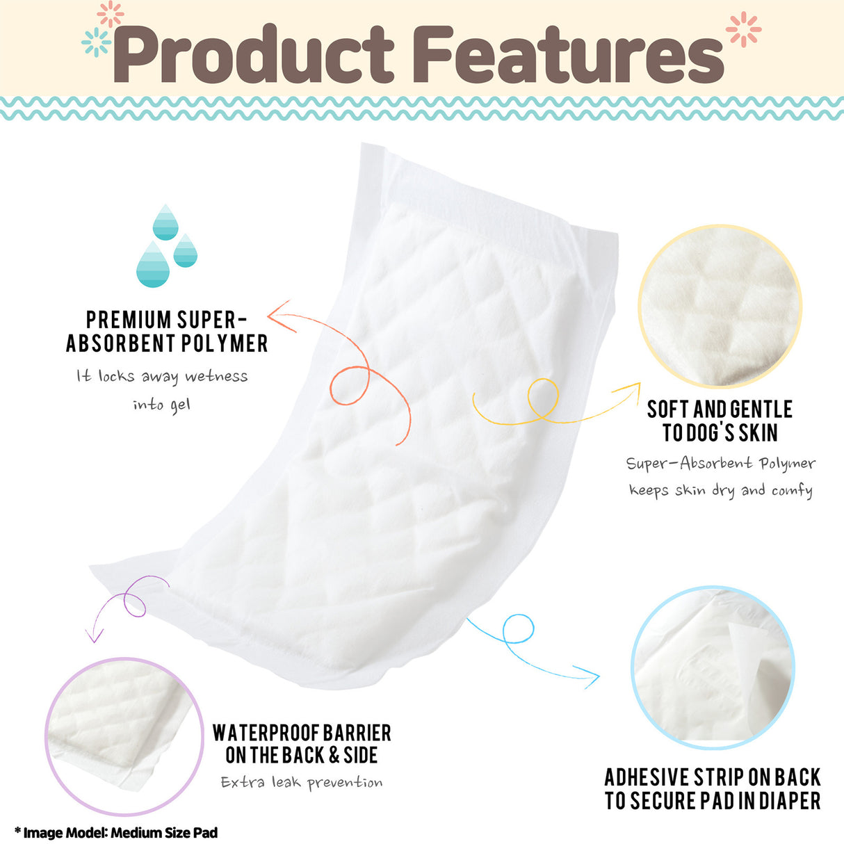L Dog Male Wrap + 10X M Diaper Booster Pads