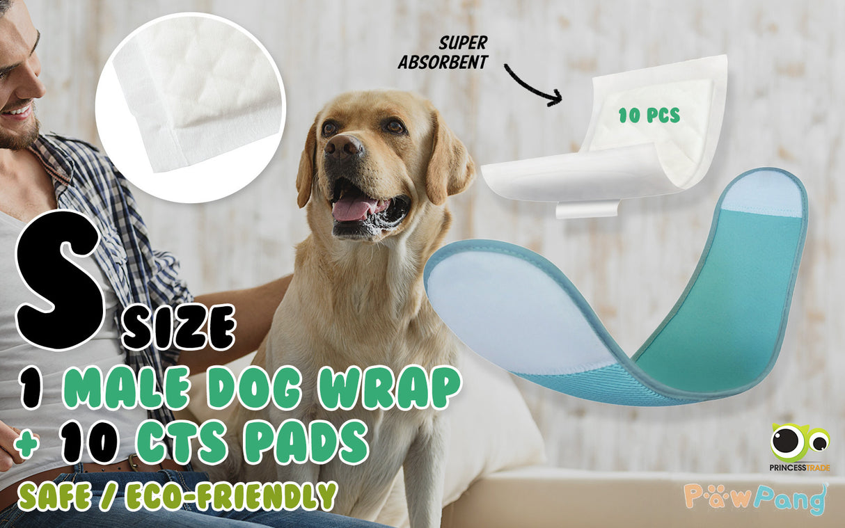 S Dog Male Wrap + 10X S Diaper Booster Pads