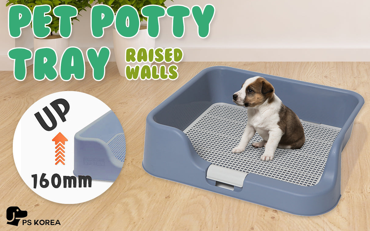 Pet Potty Tray Raised Walls T1 - BLUE