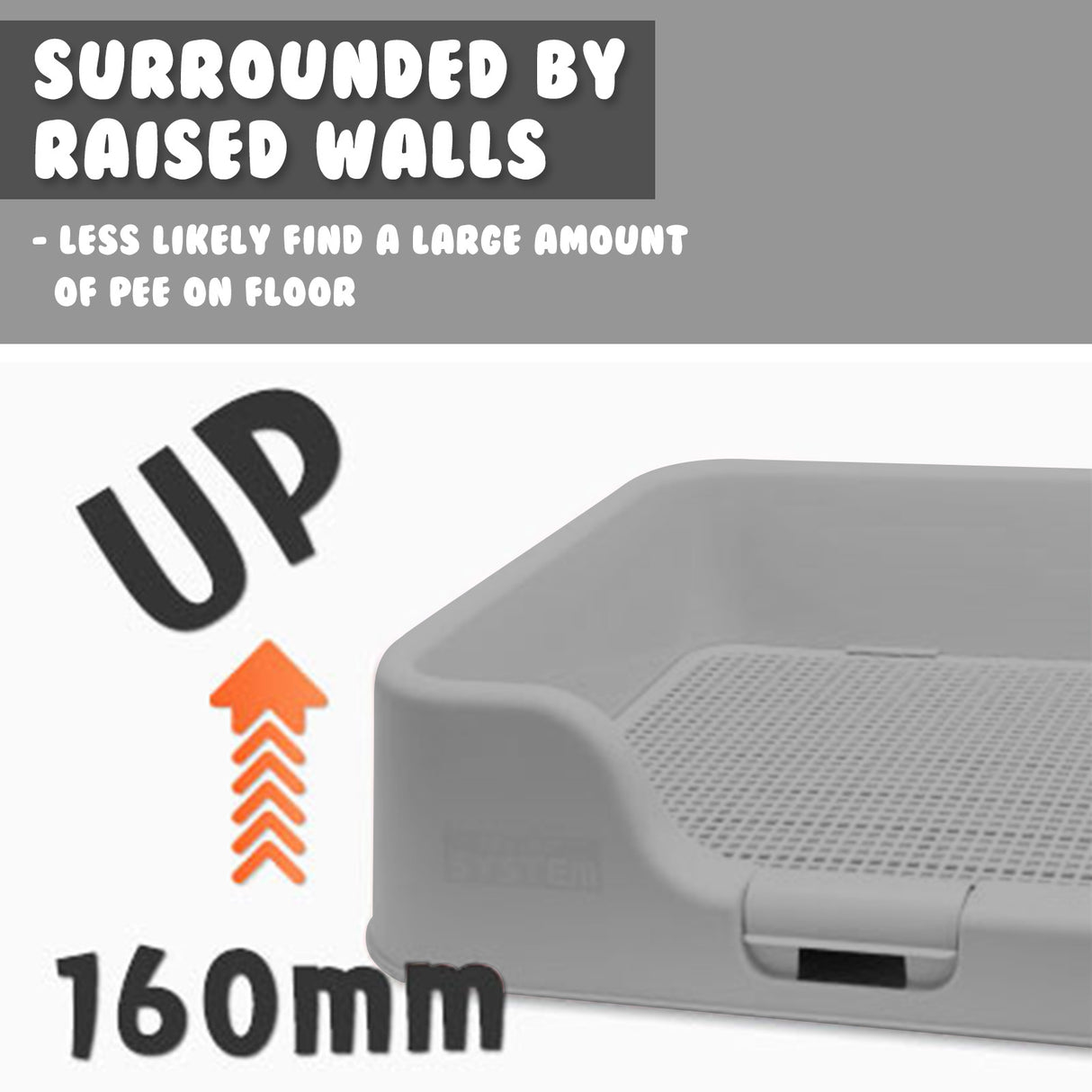 Pet Potty Tray Raised Walls T1 - GREY