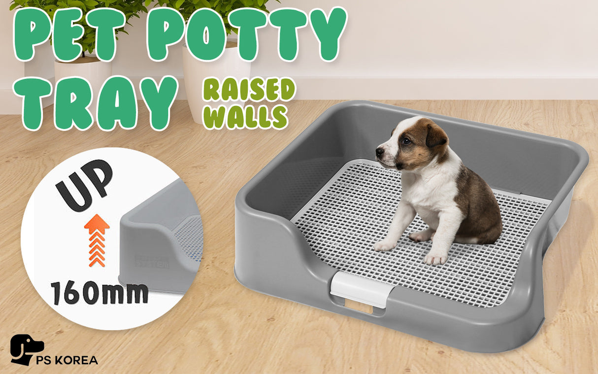 Pet Potty Tray Raised Walls T1 - GREY